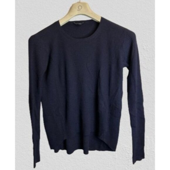 THEORY Knitted Wool Crewneck Pullover Ribbed High-Low Sweater Size Small/P - Picture 2 of 5